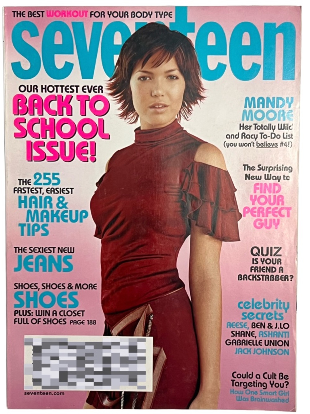Vintage August 2003 issue of Seventeen Magazine featuring Mandy Moore
